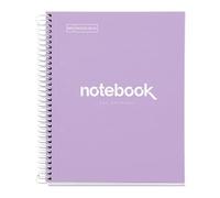 Miquelrius - Cuaderno A5 Notebook Emotions, 80 Hojas 90 g/m², Cuadrícula 5 x 5 mm, 1 Franja de Color, Espiral Microperforado, Cuaderno Cuadriculado, Tapa Extra Rígida, 2 Taladros, Lavanda