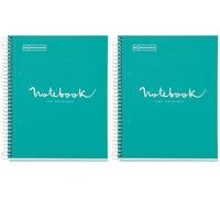 Miquelrius - Cuaderno A5 Notebook Emotions, 80 Hojas 90 g/m², Cuadrícula 5 x 5 mm, 1 Franja de Color, Espiral Microperforado, Cuaderno Cuadriculado, Tapa Extra Rígida, 2 Taladros, Turquesa