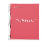 Miquelrius - Cuaderno A5 Notebook Emotions, 80 Hojas 90 g/m², Rayado Horizontal 7 mm, 1 Franja de Color, Espiral Microperforado, Cuaderno Rayado, Tapa Extra Rígida, 2 Taladros, Coral
