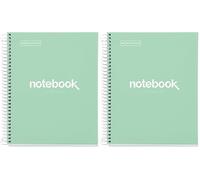 Miquelrius - Cuaderno A5, Notebook Emotions, 80 Hojas de 90 g/m², Rayado Horizontal 7 mm, 1 Franja de Color, Espiral Microperforado, Libreta Rayada, Tapa Extra Rígida, 2 Taladros, Verde Menta