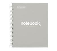 Miquelrius - Cuaderno A5 Notebook Emotions, 80 Hojas 90 g/m², Rayado Horizontal 7 mm, 1 Franja de Color, Espiral Microperforado, Cuaderno Rayado, Tapa Extra Rígida, 2 Taladros, Gris