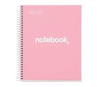 Miquelrius - Cuaderno A5 Notebook Emotions, 80 Hojas 90 g/m², Rayado Horizontal 7 mm, 1 Franja de Color, Espiral Microperforado, Cuaderno Rayado, Tapa Extra Rígida, 2 Taladros, Rosa