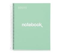Miquelrius - Cuaderno A5 Notebook Emotions, 80 Hojas 90 g/m², Rayado Horizontal 7 mm, 1 Franja de Color, Espiral Microperforado, Cuaderno Rayado, Tapa Extra Rígida, 2 Taladros, Verde Menta