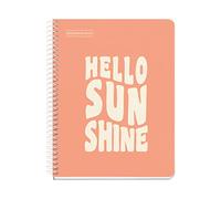 Miquelrius - Cuaderno A5, Notebook mensajes, 1 Franja de color, 100 Hojas de 90 g/m², Rayado horizontal de 7 mm, 2 Taladros, Cubierta de cartón duro, Color melocotón