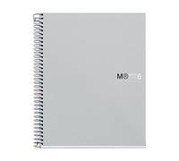 Miquelrius - Cuaderno A5 Notebook The Original, 6 franjas de colores, Cubierta polipropileno opaco, Tamaño 148 x 210 mm, 2 Taladros, 150 Hojas de 70 g/m², Rayado Horizontal 7 mm, Color Gris