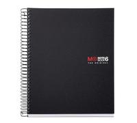 Miquelrius - Cuaderno A5 Notebook The Original, 6 franjas de colores, Cubierta polipropileno opaco, Tamaño 148 x 210 mm, 2 Taladros, 150 Hojas de 70 g/m², Rayado Horizontal 7 mm, Color Negro