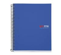 Miquelrius - Cuaderno A5 Notebook The Original, 6 franjas de colores, Cubierta polipropileno opaco, Tamaño 148 x 210 mm, 2 Taladros, 150 Hojas de 70 g/m², Cuadrícula de 5 mm, Color Azul