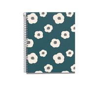 Miquelrius - Cuaderno A5 Rayado, 100 Hojas de 70 g/m², Cubierta de Cartón Rígido, 4 Franjas de Color Multiasignatura, Espiral, 2 Taladros para Archivar, Notebook Verde