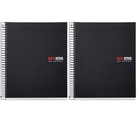 Miquelrius - Cuaderno A5 rayado 7 mm, 150 hojas con 6 bandas de colores, Papel extra opaco 70 g/m², Tapas polipropileno resistente con 2 taladros, Notebook The Originals, Negro (Paquete de 2)