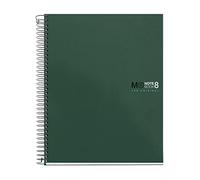 Miquelrius - Cuaderno A5 rayado 7 mm, 200 hojas con 8 bandas de colores, Papel extra opaco 70 g/m², Tapas polipropileno resistente con 2 taladros, Notebook The Originals, Kaki