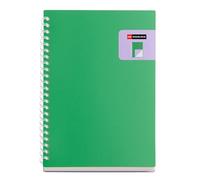 Miquelrius - Cuaderno A5 rayado, Cubierta bicolor de polipropileno flexible, 80 hojas de papel marfil de 80 g/m², Espiral transparente de silicona, Verde/Malva