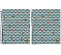 Miquelrius - Cuaderno A5 reciclado, 120 hojas recicladas de 80 g/m², Libreta cuadriculada, 4 bandas de colores para clasificar y organizar, 2 taladros, Cubierta reciclada, Triángulos (Paquete de 2)