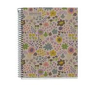 Miquelrius - Cuaderno A5 reciclado, 80 hojas recicladas de 80 g/m², Libreta cuadriculada, 1 banda de color a juego con la cubierta reciclada, 2 taladros, Flores