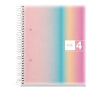 Miquelrius - Cuaderno A5, Tapa de polipropileno, Libreta A5 con 120 hojas microperforadas, Cuaderno cuadriculado con 4 colores para organizar, Papel Extra Opaco 70 g/m², 2 taladros para archivar