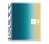 Miquelrius - Cuaderno A5, Tapa de polipropileno, Libreta A5 con 120 hojas microperforadas, Cuaderno cuadriculado con 4 colores para organizar, Papel Extra Opaco 70 g/m², 2 taladros para archivar