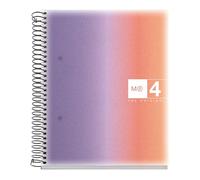 Miquelrius - Cuaderno A5, Tapa de polipropileno, Libreta A5 con 120 hojas microperforadas, Cuaderno cuadriculado con 4 colores para organizar, Papel Extra Opaco 70 g/m², 2 taladros para archivar