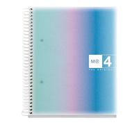 Miquelrius - Cuaderno A5, Tapa de polipropileno, Libreta A5 con 120 hojas microperforadas, Cuaderno rayado con 4 colores para organizar, Papel Extra Opaco 70 g/m², 2 taladros para archivar
