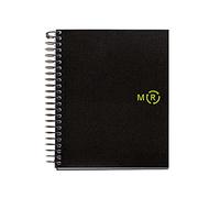 Miquelrius - Cuaderno A6, 100 Hojas, 4 Franjas de Colores, Papel Reciclado, Cuadrícula 5 mm, Libreta reciclada 100% recuperada post-consumo, Tapa de polipropileno reciclado, Color Negro