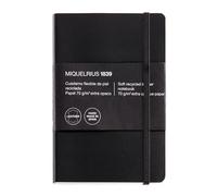 Miquelrius - Cuaderno flexible en piel reciclada, Tamaño 8º 104 x 150 mm, 300 Hojas de 70 g/m², Papel extra opaco, Rayado cuadrícula 5 mm, Cierre con goma elástica, Con índice, Color negro