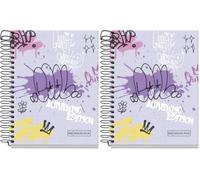 Miquelrius - Cuaderno A6, Cuadrícula 5 mm, Cuaderno tapa dura, Libreta A6 con 120 hojas microperforadas, Libreta A6 con 4 colores para organizar, Papel Extra Opaco 70 g/m², Sin taladros (Paquete de 2)