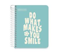 Miquelrius - Cuaderno A6 Cuadriculado 5 mm, 100 Hojas de 90 g/m², 1 Banda de Color, Sin Taladros, Cubierta de Cartón Duro, Notebook Messages Celeste