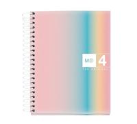 Miquelrius - Cuaderno A6 cuadriculado 5 mm, 120 hojas microperforadas de 4 colores multiasignatura, Papel opaco de 70 g/m², Tapa de cartón extra duro, Espiral, Sin taladros, West Bay