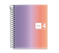 Miquelrius - Cuaderno A6 cuadriculado 5 mm, 120 hojas microperforadas de 4 colores multiasignatura, Papel opaco de 70 g/m², Tapa de cartón extra duro, Espiral, Sin taladros, Provence
