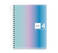 Miquelrius - Cuaderno A6 cuadriculado 5 mm, 120 hojas microperforadas de 4 colores multiasignatura, Papel opaco de 70 g/m², Tapa de cartón extra duro, Espiral, Sin taladros, Santorini