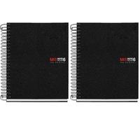Miquelrius - Cuaderno A6 cuadriculado 5 mm, 150 hojas con 6 bandas de colores, Papel extra opaco 70 g/m², Tapas polipropileno resistente sin taladros, Notebook The Originals, Negro (Paquete de 2)