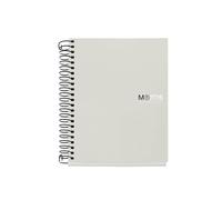 Miquelrius - Cuaderno A6 cuadriculado 5 mm, 150 hojas con 6 bandas de colores, Papel extra opaco 70 g/m², Tapas polipropileno resistente sin taladros, Notebook The Originals, Gris