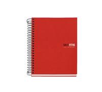 Miquelrius - Cuaderno A6 cuadriculado 5 mm, 150 hojas con 6 bandas de colores, Papel extra opaco 70 g/m², Tapas polipropileno resistente sin taladros, Notebook The Originals, Rojo