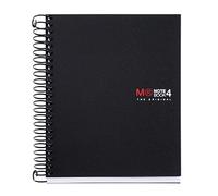 Miquelrius - Cuaderno Espiral Microperforado, Cubierta Polipropileno Opaco, Tamaño A6 105 x 148 mm, Sin Taladros, 140 Hojas de 70 g/m² y 4 Franjas de Color, Cuadrícula de 5 mm, color Negro
