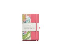 Miquelrius - Cuaderno A6+ Liso, 84 Hojas, Enjoy, Floral | Papel Marfil 90 g/m², Cubierta Flexible Símil Piel, Cierre Elástico, Portabolígrafo, Cantos Encerados, 112 x 174 mm
