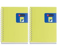 Miquelrius - Cuaderno A6 liso, Cubierta bicolor de polipropileno flexible, 80 hojas de papel marfil de 80 g/m², Espiral transparente de silicona, Amarillo/Azul (Paquete de 2)