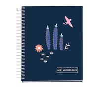 Miquelrius - Cuaderno A7, 100 Hojas de 70 g/m², Cuadrícula 5 x 5 mm, 4 Franjas de colores, Sin taladros, Cubierta rígida, Colección Desert