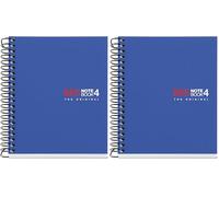Miquelrius - Cuaderno A7, Libreta cuadriculada 5 mm, Espiral microperforado, Sin taladros, 100 hojas de 70 g/m², Polipropileno opaco, 4 franjas de color, Notebook The original, Azul (Paquete de 2)