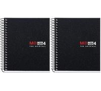Miquelrius - Cuaderno A7, Libreta cuadriculada 5 mm, Espiral microperforado, Sin taladros, 100 hojas de 70 g/m², Polipropileno opaco, 4 franjas de color, Notebook The original, Negro (Paquete de 2)
