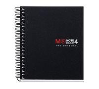 Miquelrius - Cuaderno A7, Libreta cuadriculada 5 mm, Espiral microperforado, Sin taladros, 100 hojas de 70 g/m², Polipropileno opaco, 4 franjas de color, Notebook The original, Negro