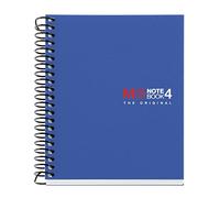 Miquelrius - Cuaderno A7, Libreta cuadriculada 5 mm, Espiral microperforado, Sin taladros, 100 hojas de 70 g/m², Polipropileno opaco, 4 franjas de color, Notebook The original, Azul