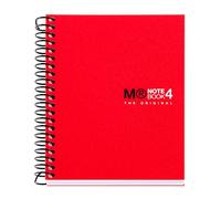 Miquelrius - Cuaderno A7, Espiral Microperforado, Cubierta Polipropileno Opaco, Tamaño 74 x 105 mm, Sin Taladros, 100 Hojas de 70 g/m² y 4 Franjas de Color, Cuadrícula 5 mm, Color Rojo