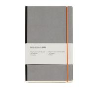 Miquelrius - Cuaderno de notas A5 (130 x 210 mm), Cuaderno clásico con 96 hojas punteadas de 80 g/m², Papel marfil, Tapa de cartón texturizado y lomo tela, Cierre elástico, Colección Retro gris