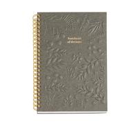 Miquelrius - Cuaderno de notas A5 (146 x 214 mm), Cuaderno A5 con 80 hojas rayadas de 80 g/m², Papel marfil, Cuaderno A5 liso con tapa de cartón grabado, Doble espiral dorado, Papelería bonita