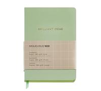 Miquelrius - Cuaderno de notas A6 (105 x 148 mm), Interior liso, 64 hojas en blanco de 100 g/m², Cubierta de cartón forrado con estampado dorado, Color verde