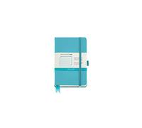 Miquelrius - Cuaderno de notas A6 (90x140 mm), Tapa dura símil piel vinílica, Cierre elástico, 96 hojas de 80 g/m², 160 páginas en blanco numeradas + 32 lisas con recuadro de color, Azul