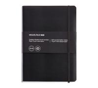 Miquelrius - Cuaderno flexible en piel reciclada, Tamaño 4º 152 x 210 mm, 300 Hojas de 70 g/m², Papel extra opaco, Rayado cuadrícula 5 mm, Cierre con goma elástica, Con índice, Color negro