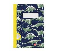 Miquelrius - Cuaderno grapa A5 cuadriculado, 48 hojas de papel extra opaco de 70 g/m², Encuadernación grapada, Tapa de cartulina plastificada, Guarda impresa, Espacio para el nombre, Dinos