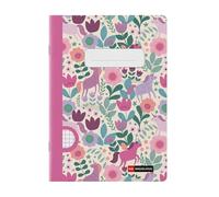 Miquelrius - Cuaderno grapa A5 cuadriculado, 48 hojas de papel extra opaco de 70 g/m², Encuadernación grapada, Tapa de cartulina plastificada, Guarda impresa, Espacio para el nombre, Flower