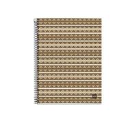 Miquelrius - Cuaderno Libreta Notebook 100% Reciclado, 4 Franjas de Colores, A4, 120 Hojas Cuadriculadas 5 mm, Papel 80 g, 4 Taladros, Cubierta de Cartón Reciclado, Diseño Eco Azteca