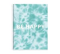 Miquelrius - Cuaderno Libreta, Tapa Dura Cartón, A4, 4 Franjas de Colores, 120 Hojas Cuadriculadas de 90 gramos, 4 Taladros, Tie Dye Azul