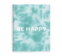 Miquelrius - Cuaderno Libreta, Tapa Dura Cartón, A5, 4 Franjas de Colores, 120 Hojas de Rayas Horizontales de 90 gramos, 2 Taladros, Tie Dye Azul